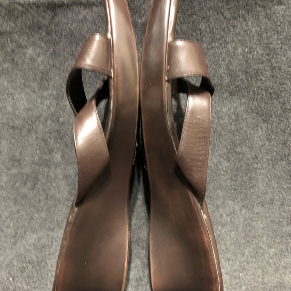 Reaction Kenneth Cole Womens Clear Vision Brown Toe Loop Wedge Sandals Size 8.5 - Picture 5 of 9